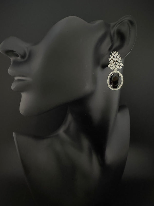 Premium Cubic Zirconia and Crystal stones in silver color earrings