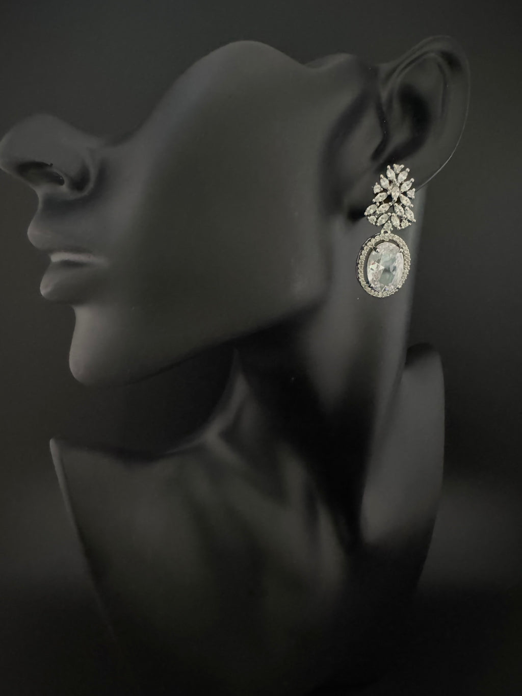 Premium Cubic Zirconia and Crystal stones in silver color earrings