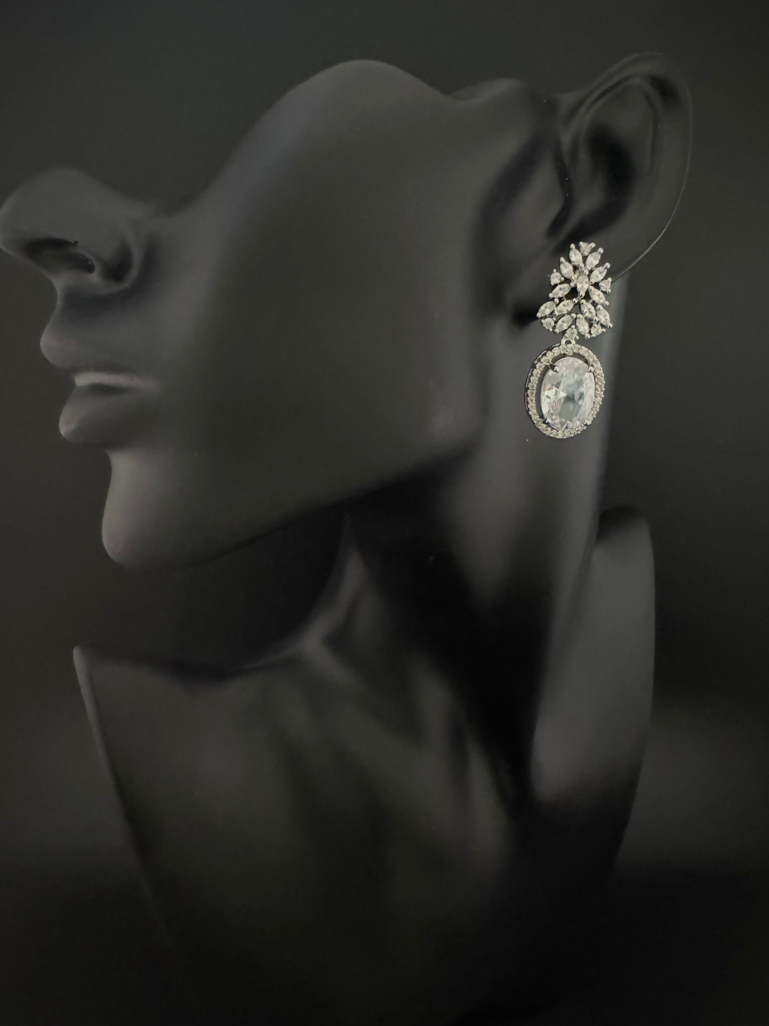 Premium Cubic Zirconia and Crystal stones in silver color earrings