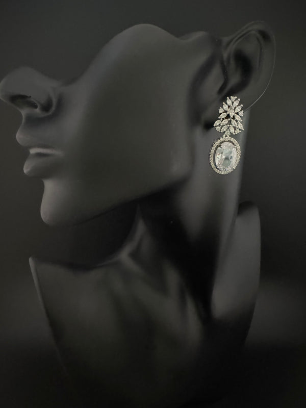 Premium Cubic Zirconia and Crystal stones in silver color earrings