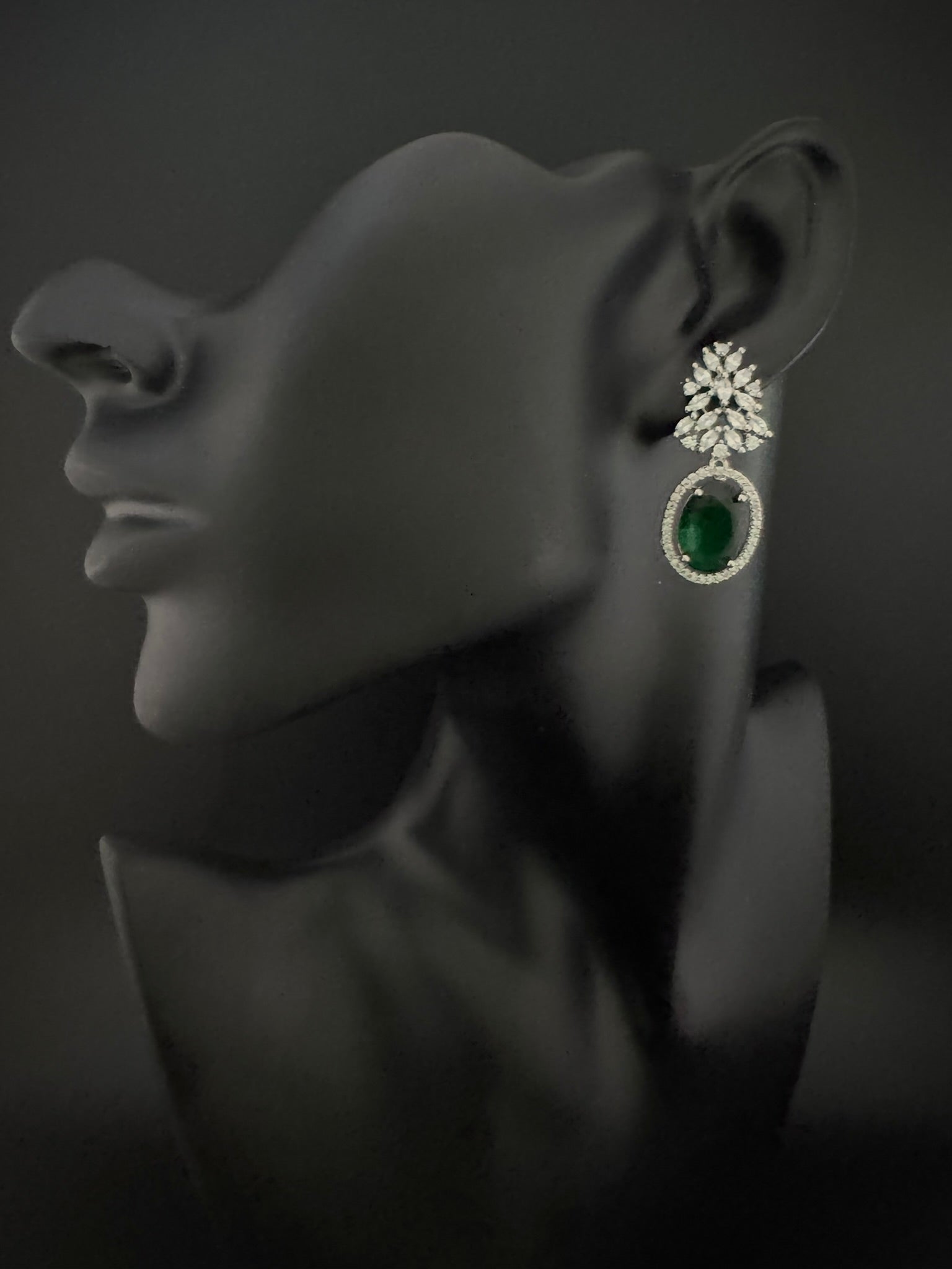 Premium Cubic Zirconia and Crystal stones in silver color earrings