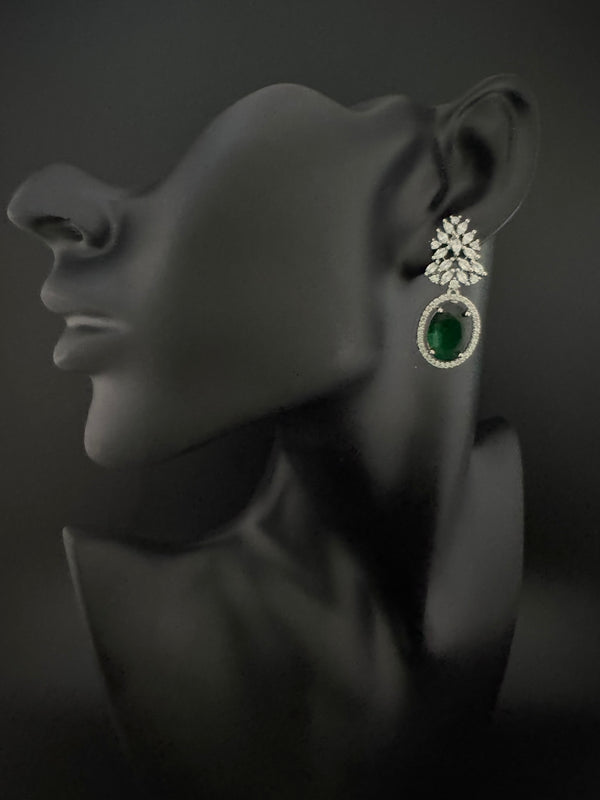 Premium Cubic Zirconia and Crystal stones in silver color earrings