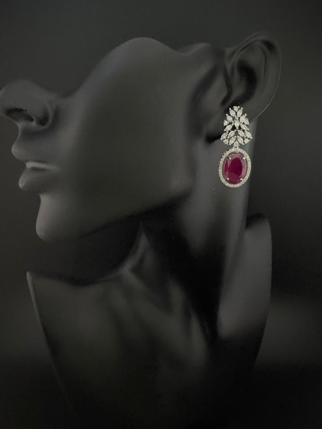 Premium Cubic Zirconia and Crystal stones in silver color earrings