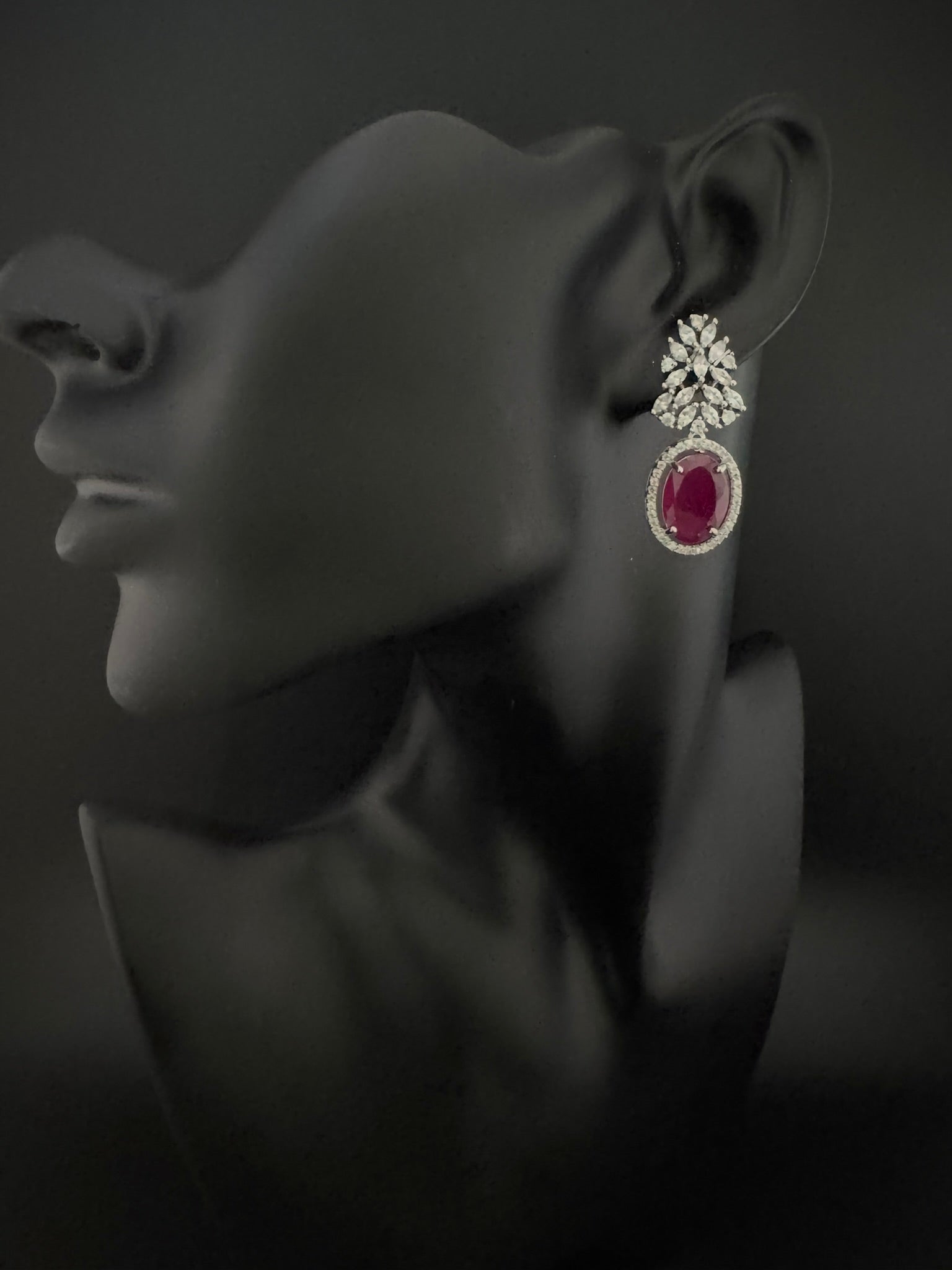 Premium Cubic Zirconia and Crystal stones in silver color earrings