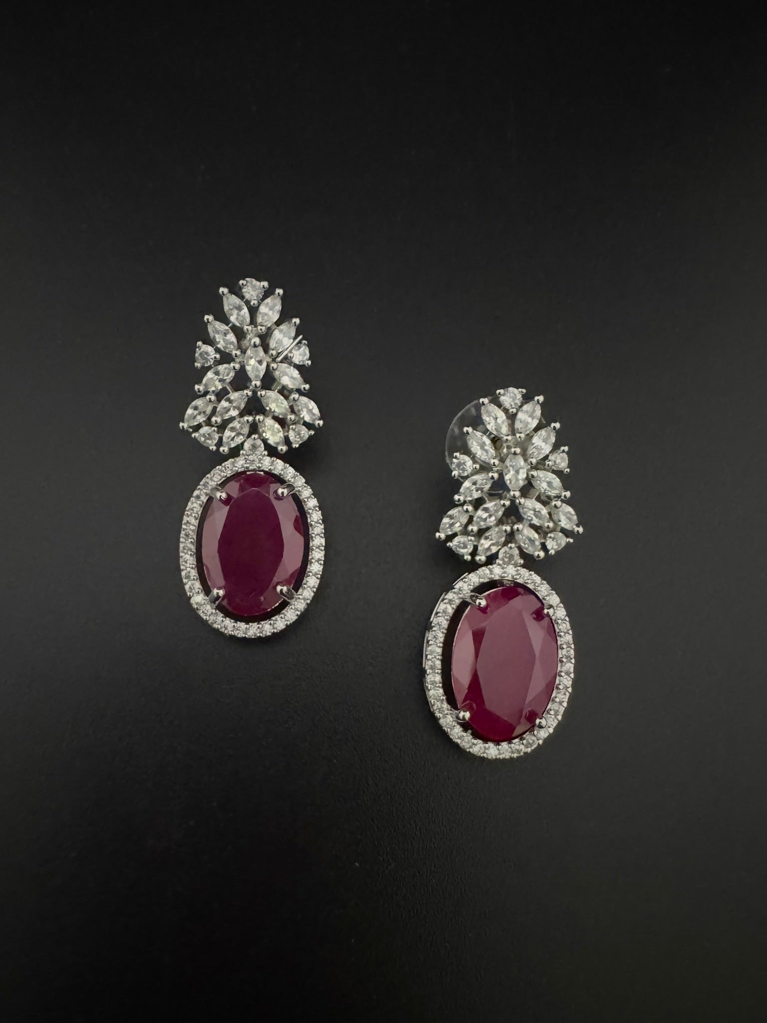 Premium Cubic Zirconia and Crystal stones in silver color earrings