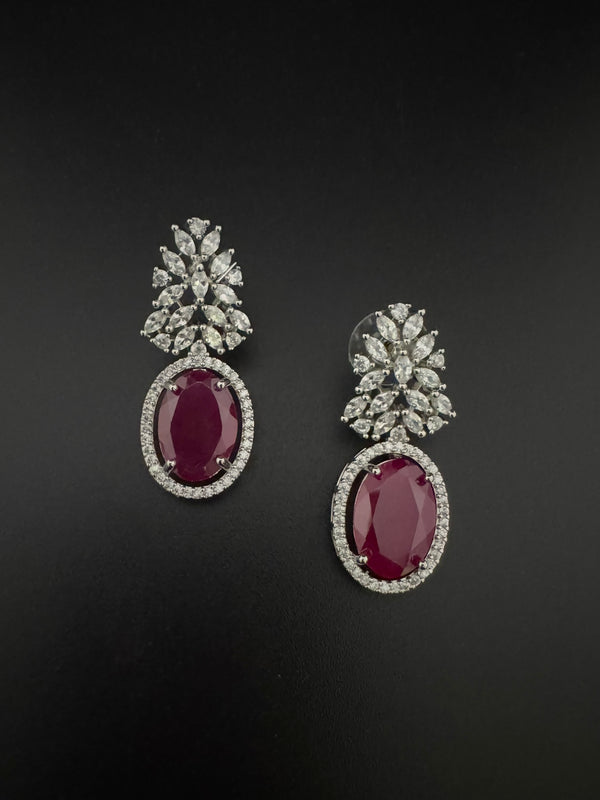Premium Cubic Zirconia and Crystal stones in silver color earrings