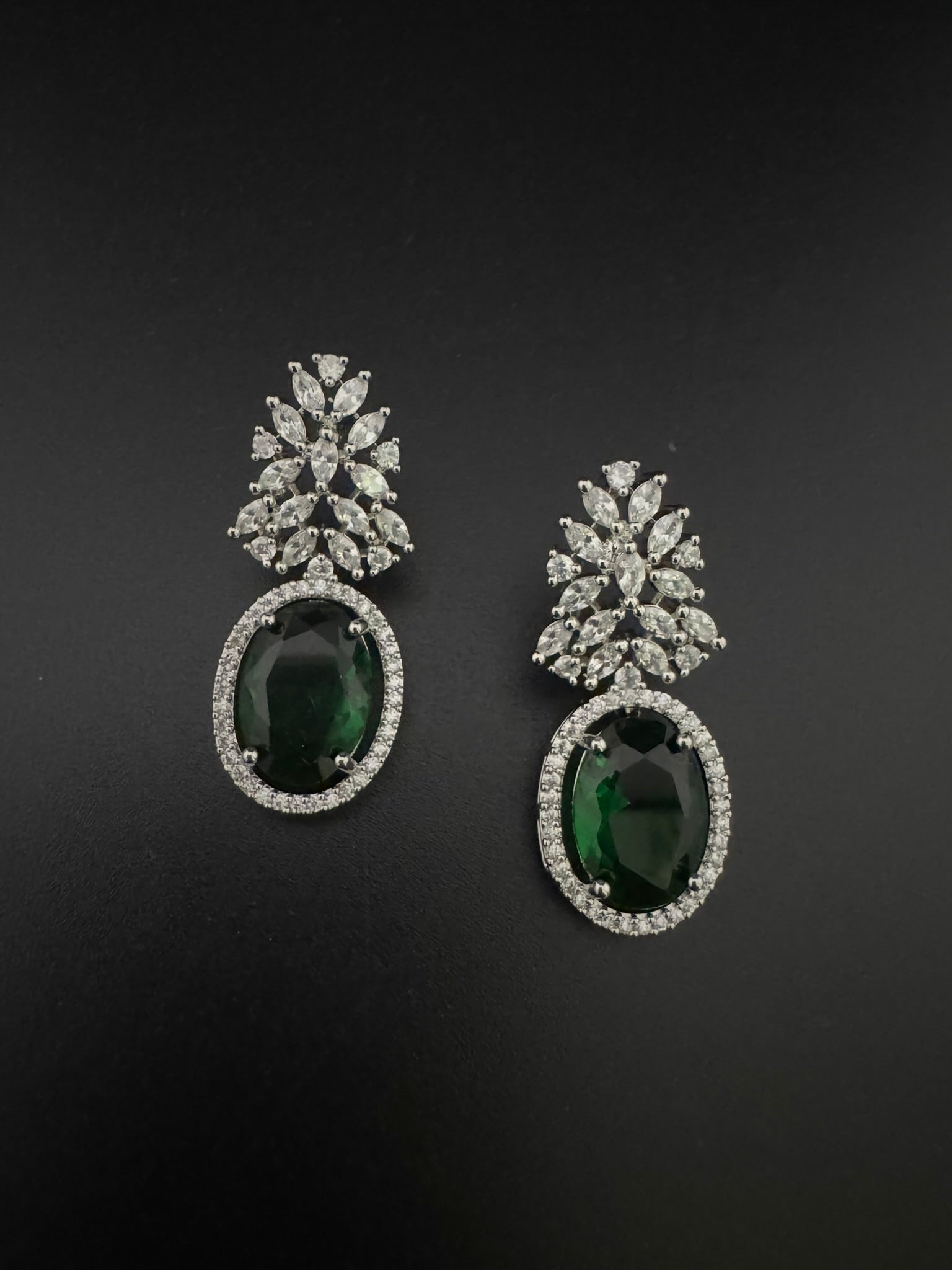 Premium Cubic Zirconia and Crystal stones in silver color earrings