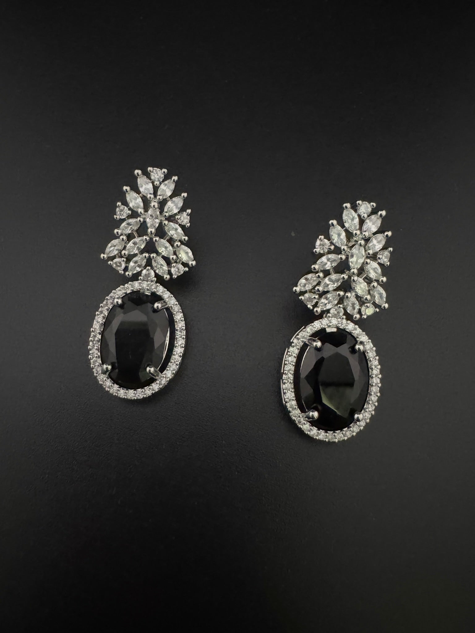 Premium Cubic Zirconia and Crystal stones in silver color earrings