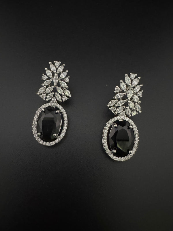 Premium Cubic Zirconia and Crystal stones in silver color earrings