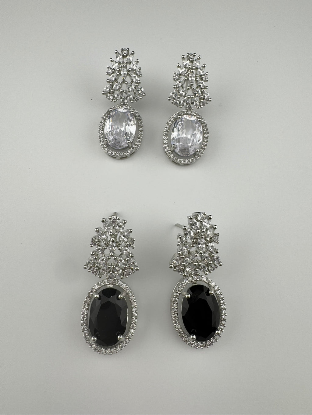 Premium Cubic Zirconia and Crystal stones in silver color earrings