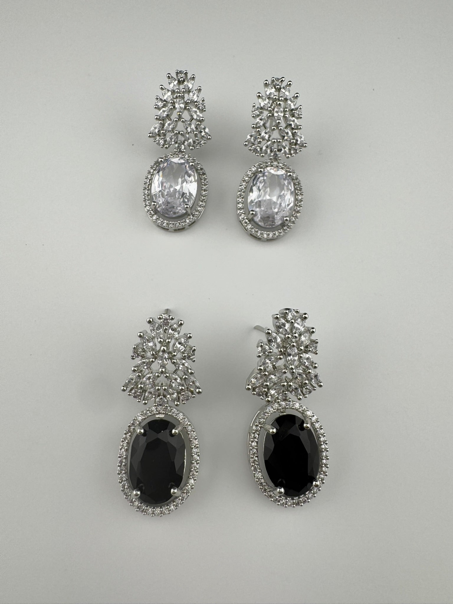 Premium Cubic Zirconia and Crystal stones in silver color earrings