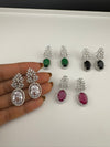Premium Cubic Zirconia and Crystal stones in silver color earrings