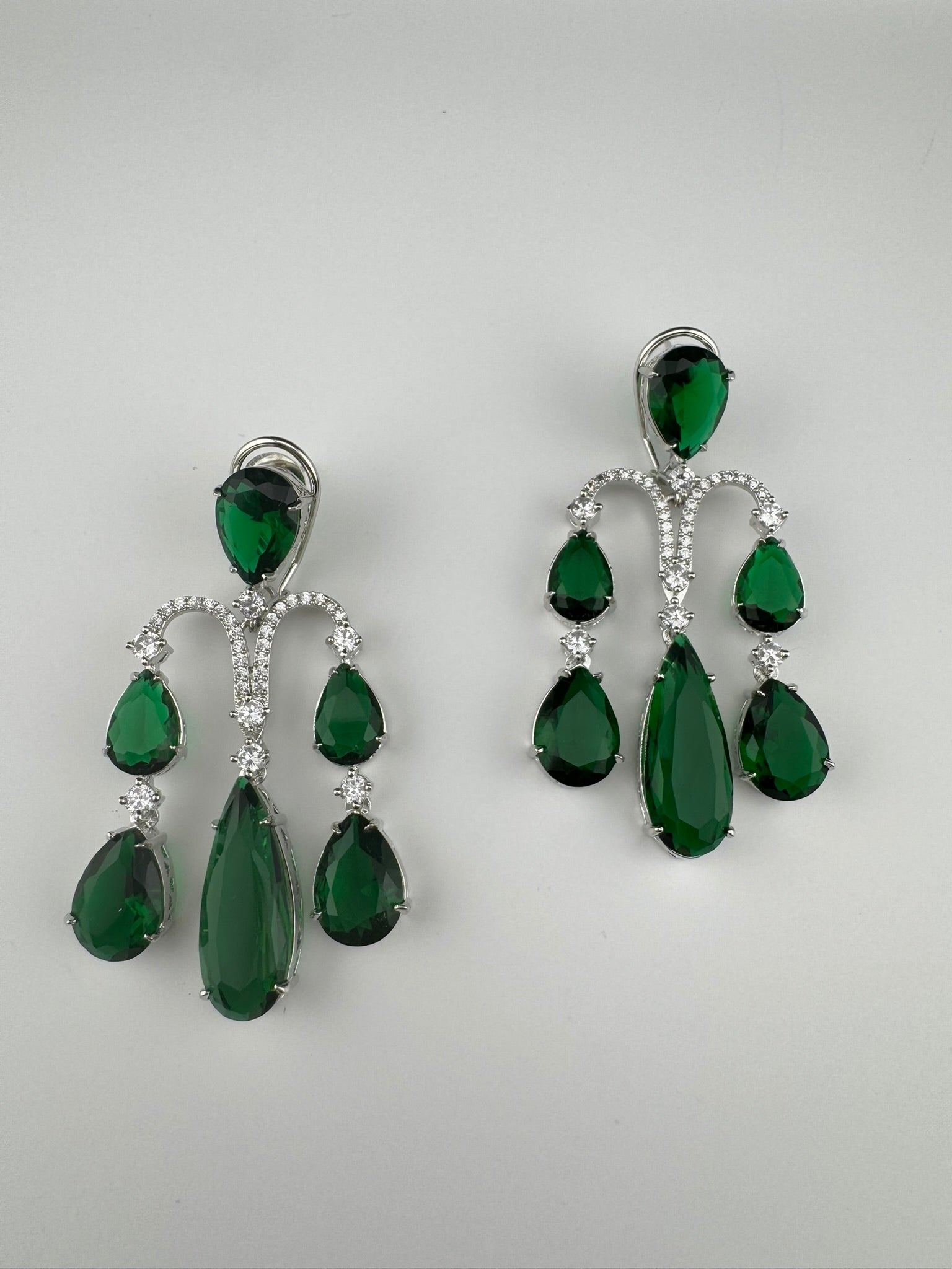 Premium Cubic Zirconia and glass stone in silver color is designer Inspired Statement Long earrings