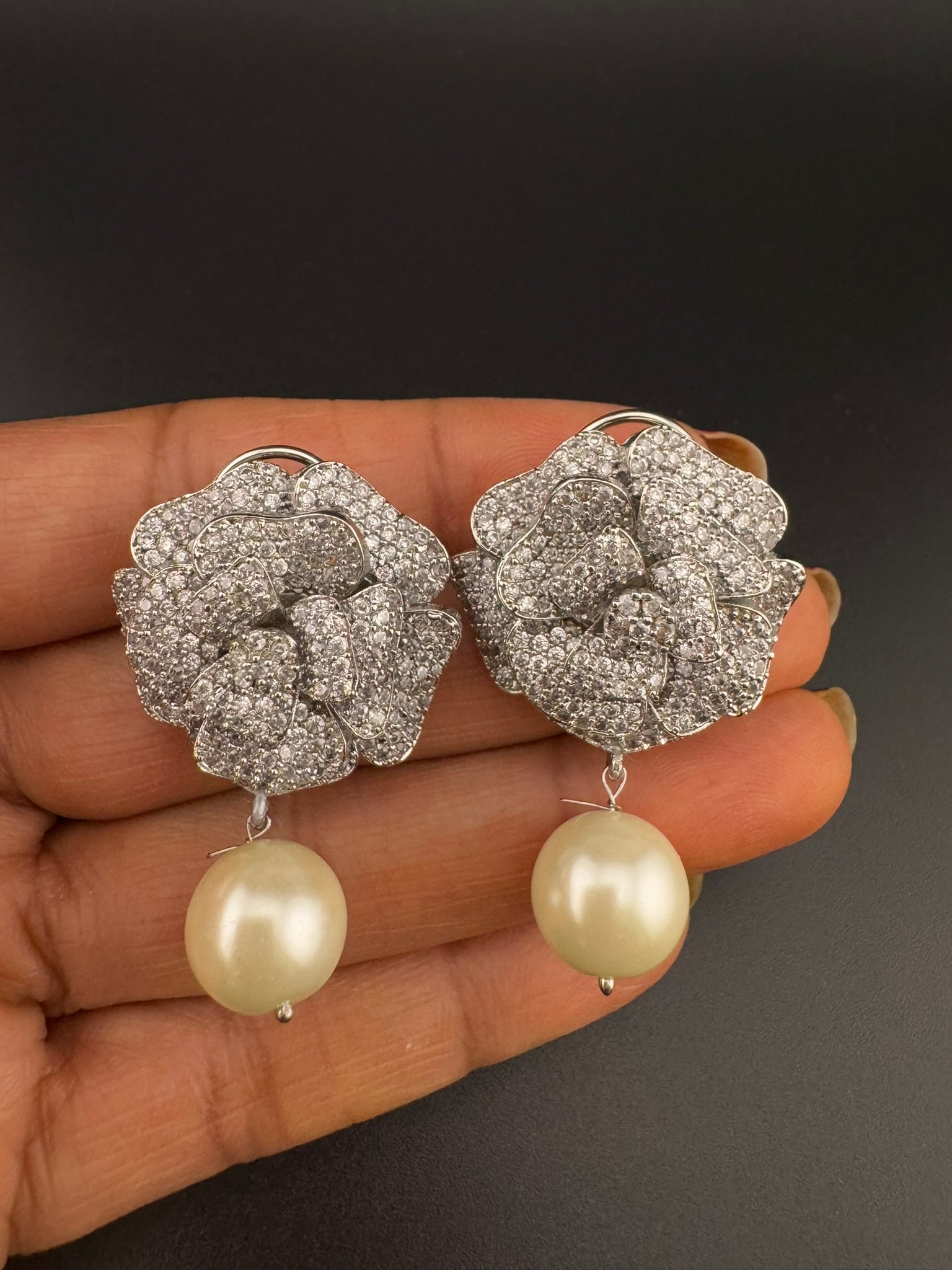 Premium Bow Cubic Zirconia and Swarovski Crystal stone in gold color Studs earrings