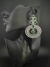 Premium Cubic Zirconia Oversized Chandelier earrings in stones in silver color is designer Inspired Long Statement earrings