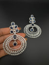Premium Cubic Zirconia Oversized Chandelier earrings in stones in silver color is designer Inspired Long Statement earrings
