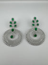 Premium Cubic Zirconia Oversized Chandelier earrings in stones in silver color is designer Inspired Long Statement earrings