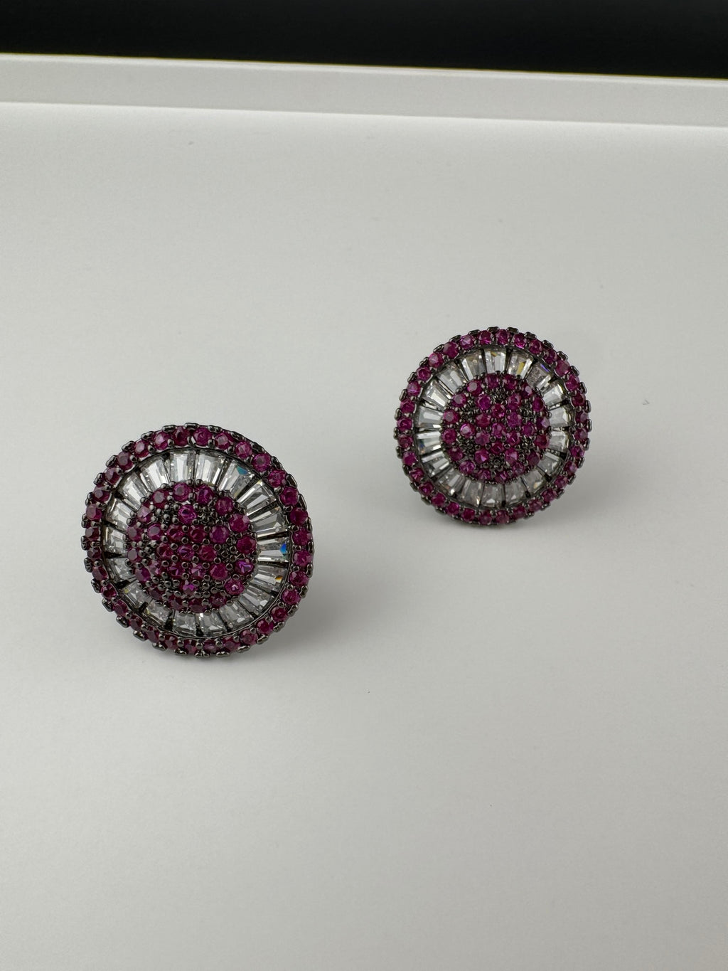 Premium Nano Setting Cubic Zirconia is Victorian designer Inspired Statement Ruby Stud earring