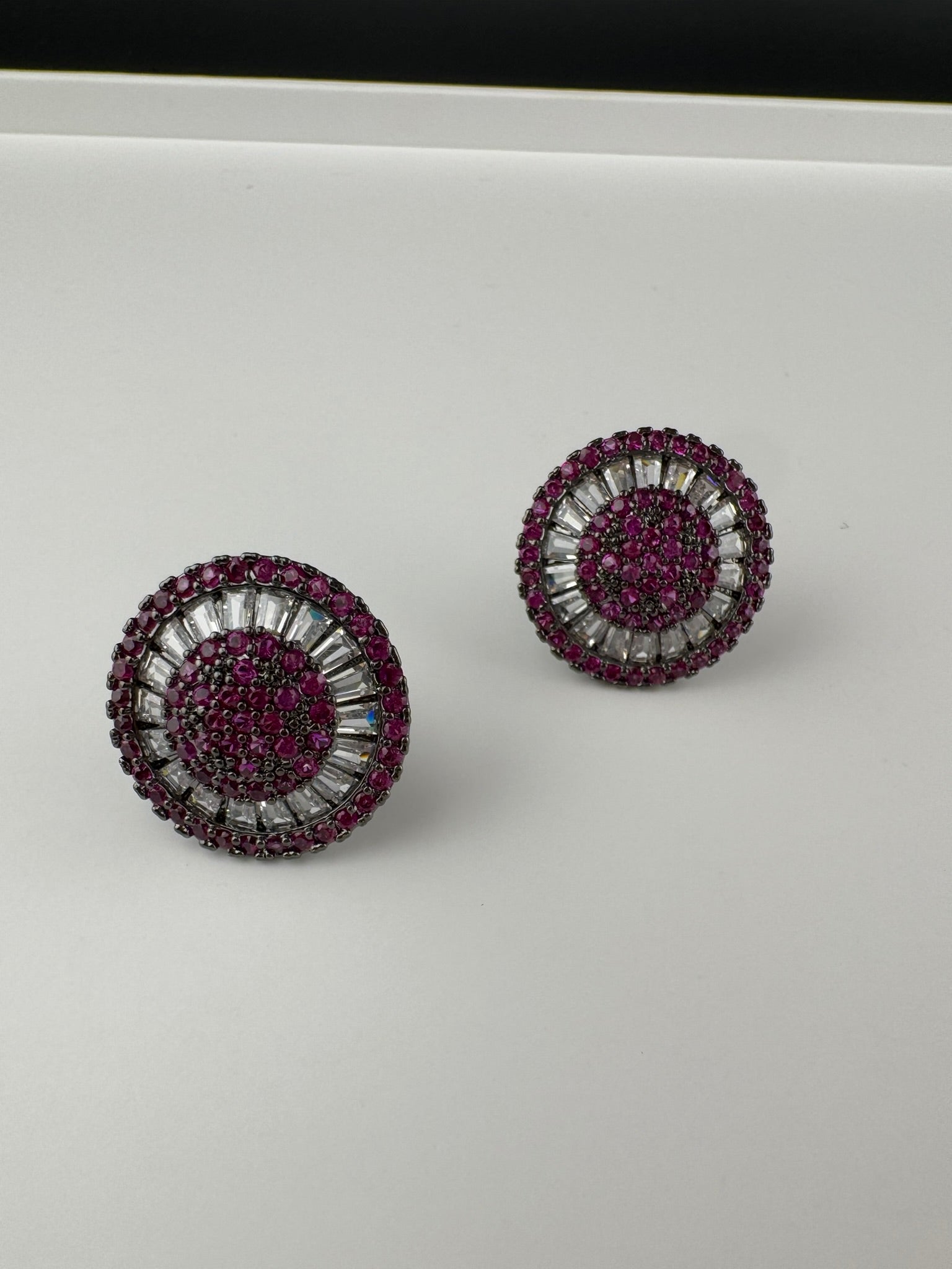 Premium Nano Setting Cubic Zirconia is Victorian designer Inspired Statement Ruby Stud earring