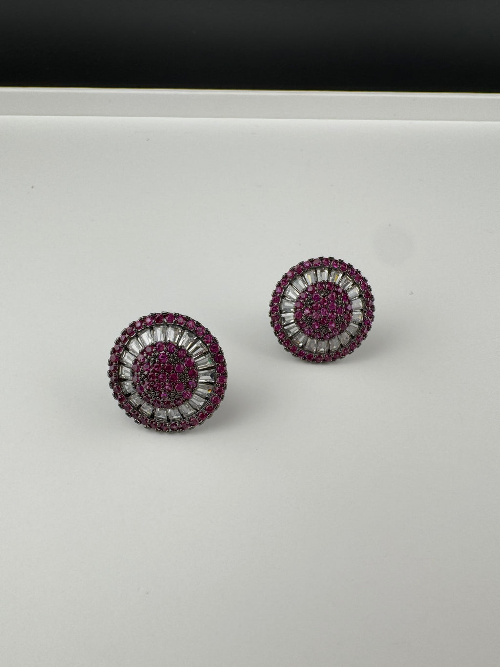 Premium Nano Setting Cubic Zirconia is Victorian designer Inspired Statement Ruby Stud earring