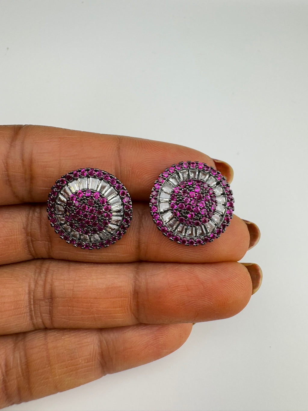 Premium Nano Setting Cubic Zirconia is Victorian designer Inspired Statement Ruby Stud earring