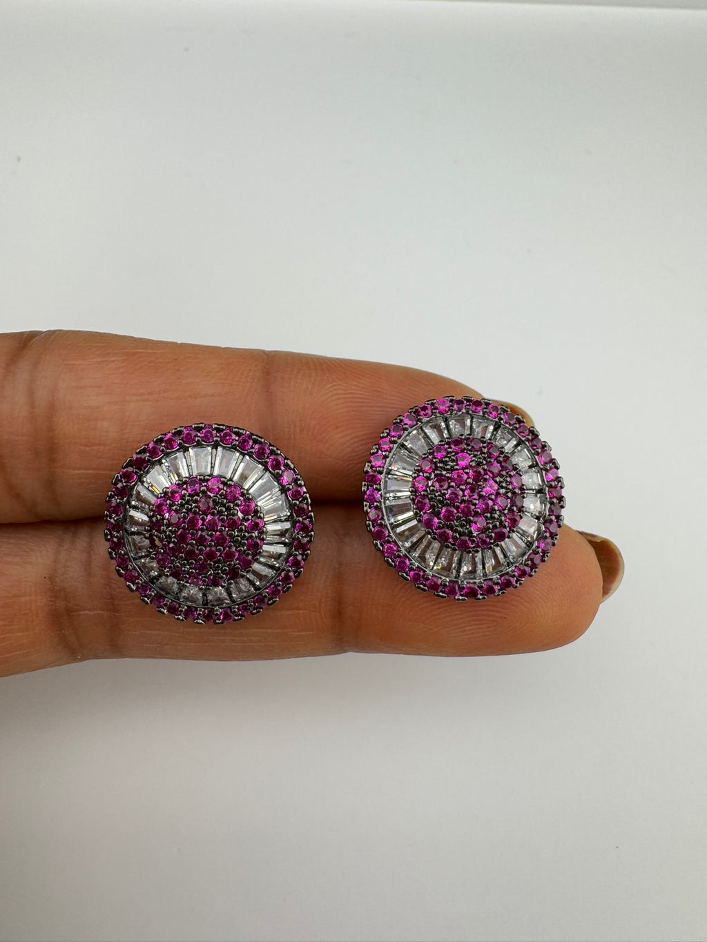 Premium Nano Setting Cubic Zirconia is Victorian designer Inspired Statement Ruby Stud earring