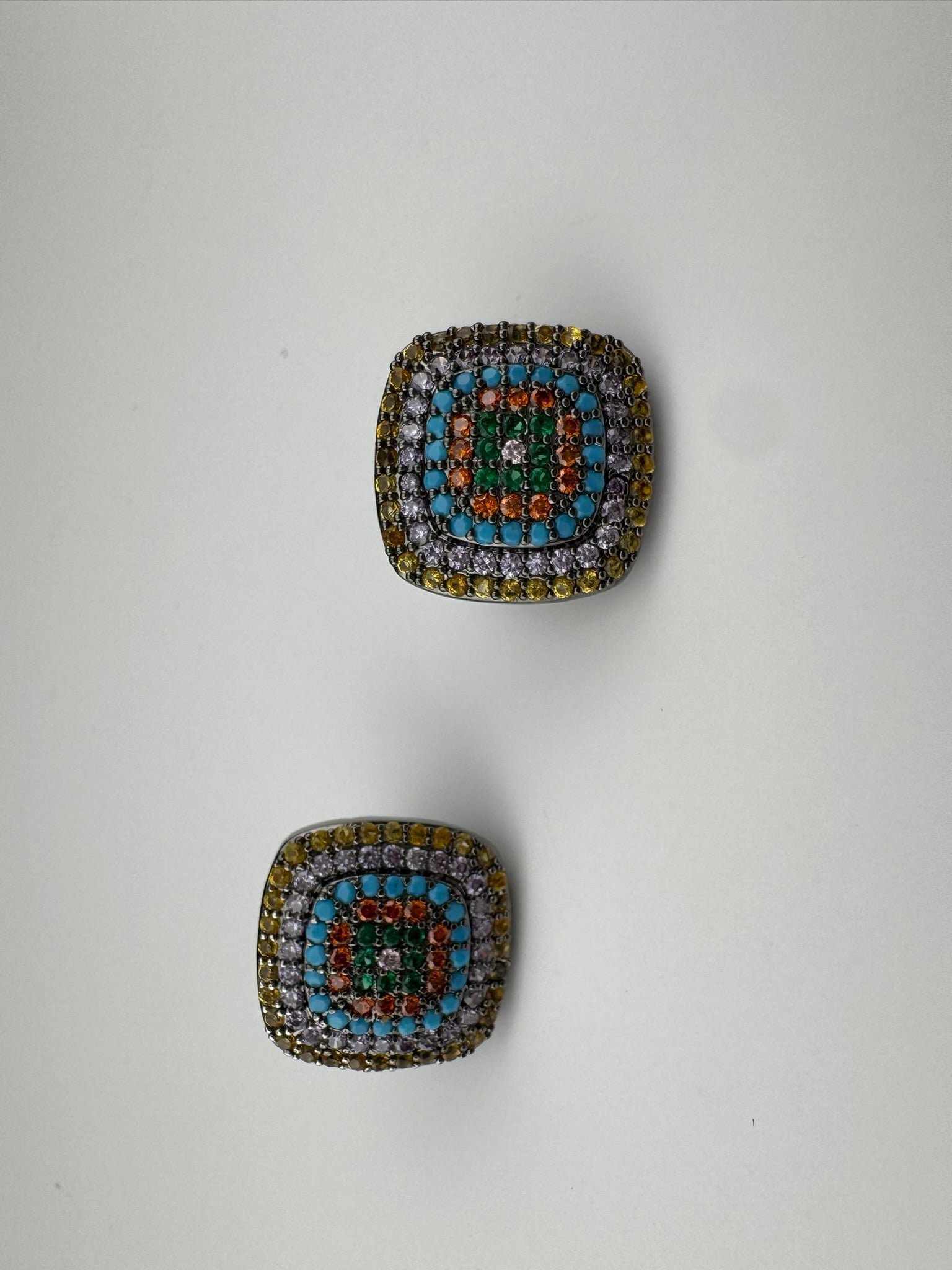 Premium Nano Setting Cubic Zirconia is Victorian designer Inspired Statement Square Stud earring