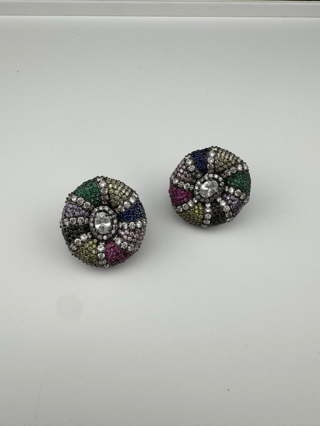 Premium Nano Setting, Cubic Zirconia Oversized stud with Crystals designer Inspired Statement earrings