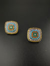 Premium Nano Setting Cubic Zirconia is Victorian designer Inspired Statement Square Stud earring