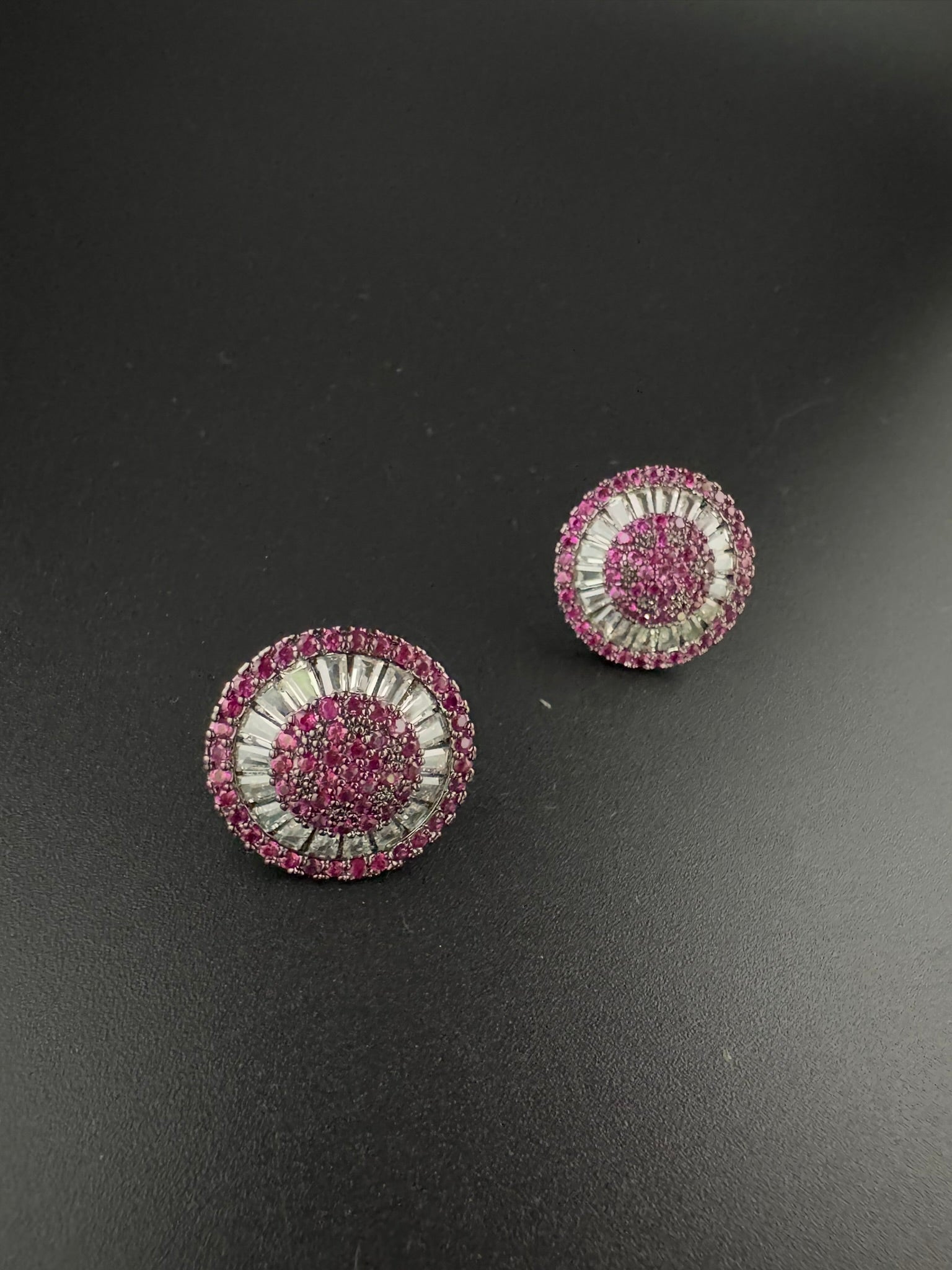 Premium Nano Setting Cubic Zirconia is Victorian designer Inspired Statement Ruby Stud earring