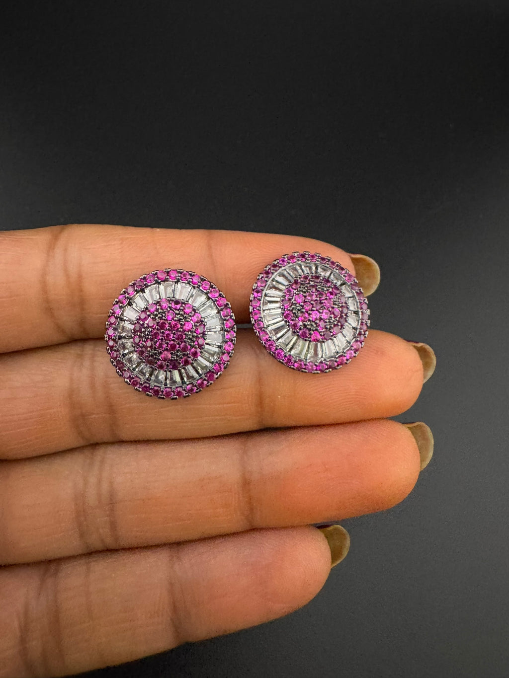 Premium Nano Setting Cubic Zirconia is Victorian designer Inspired Statement Ruby Stud earring