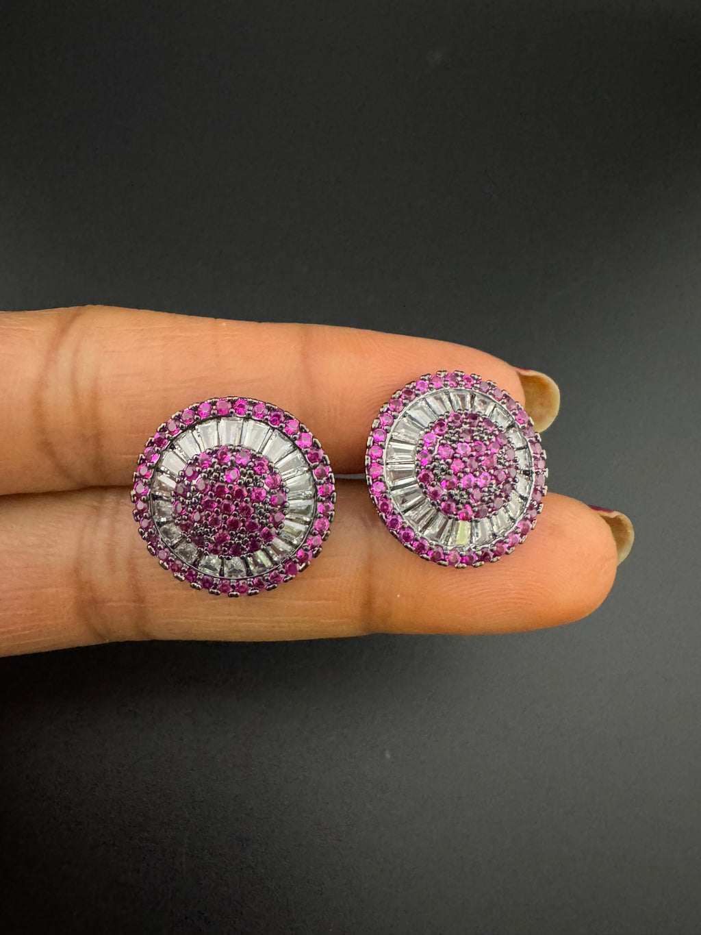 Premium Nano Setting Cubic Zirconia is Victorian designer Inspired Statement Ruby Stud earring