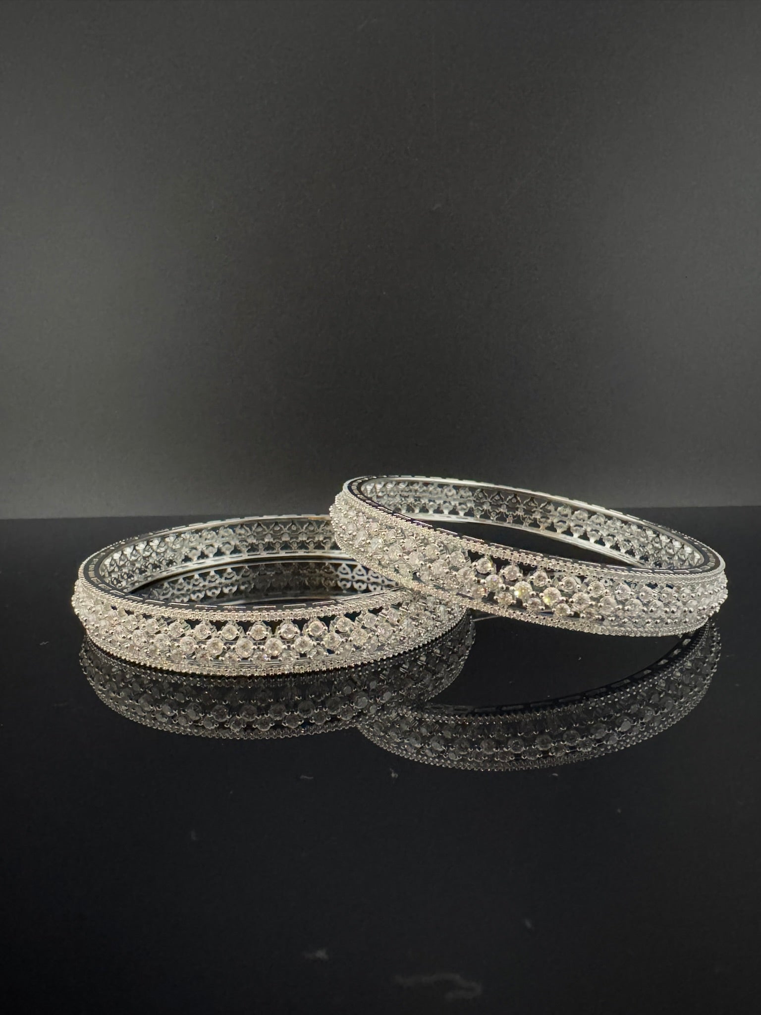 Gold and Silver Cubic Zirconia bangle is Designer inspired bangles set of 2/Indian Kada set
