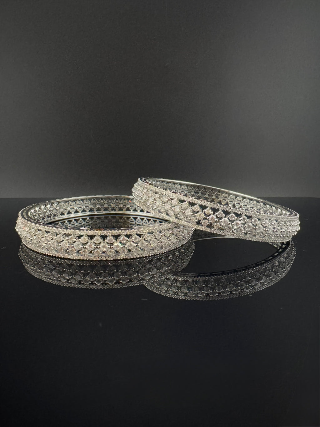 Gold and Silver Cubic Zirconia bangle is Designer inspired bangles set of 2/Indian Kada set