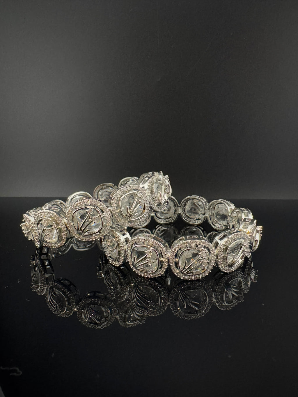 Gold and Silver Cubic Zirconia bangle is Designer inspired bangles set of 2/Indian Kada set