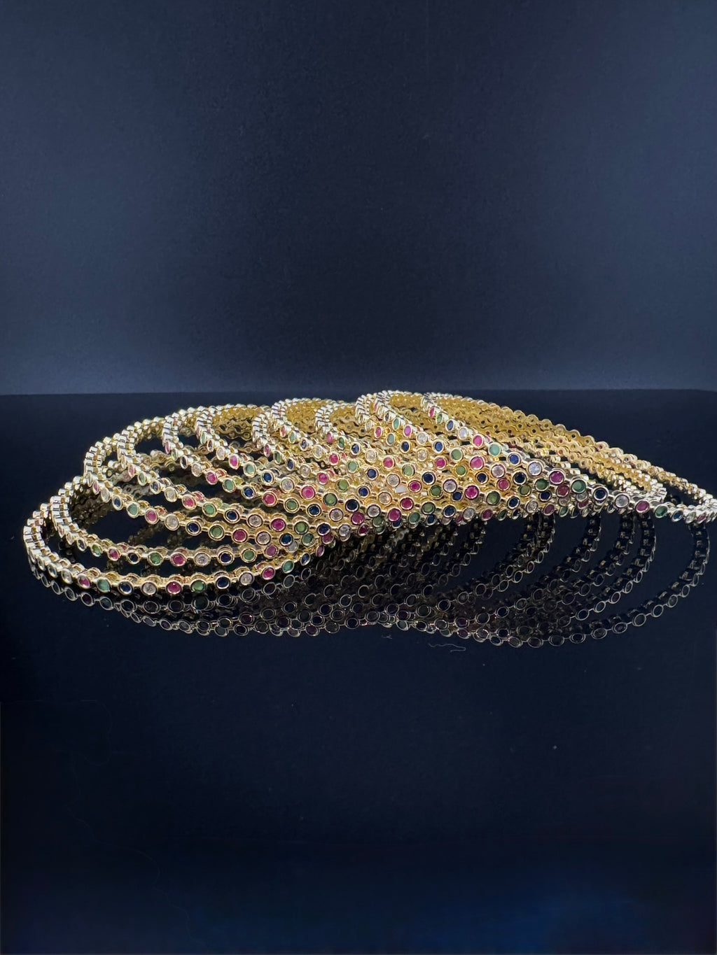 Gold and Silver Cubic Zirconia bangle is Designer inspired bangles set of 12/Indian Kada set