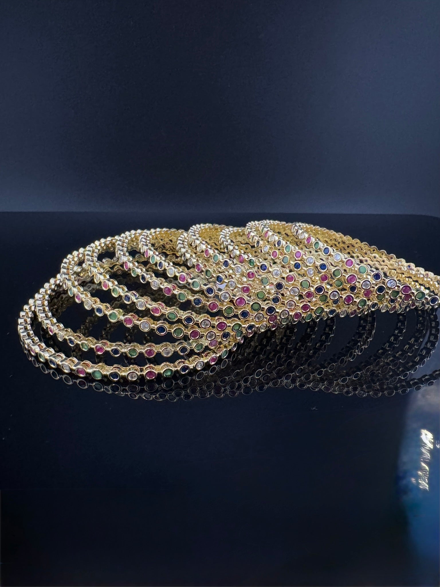 Gold and Silver Cubic Zirconia bangle is Designer inspired bangles set of 12/Indian Kada set