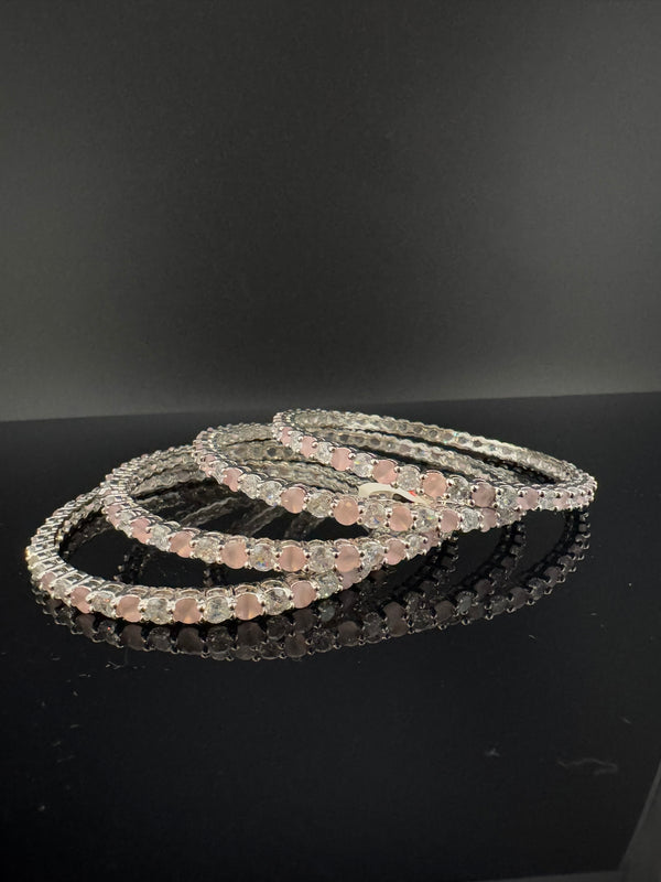 Gold and Silver Cubic Zirconia bangle is Designer inspired bangles set of 4/Indian Kada set