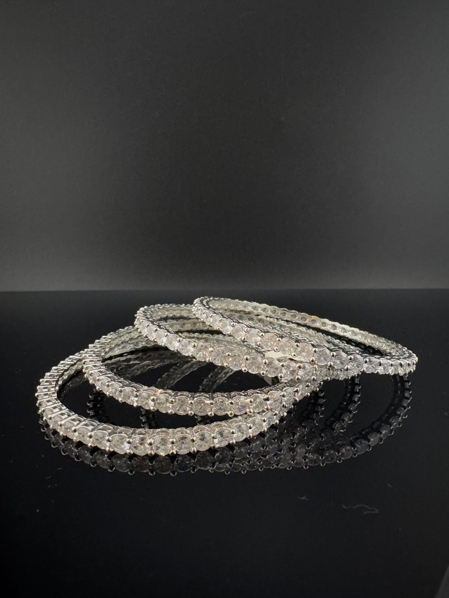 Gold and Silver Cubic Zirconia bangle is Designer inspired bangles set of 4/Indian Kada set