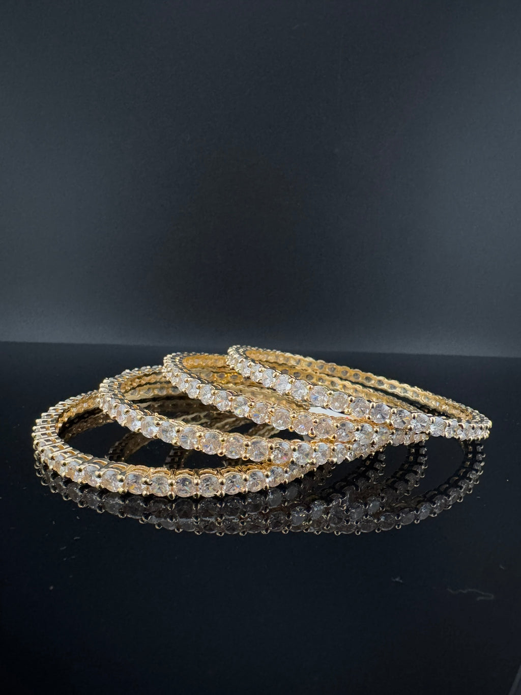 Gold and Silver Cubic Zirconia bangle is Designer inspired bangles set of 4/Indian Kada set