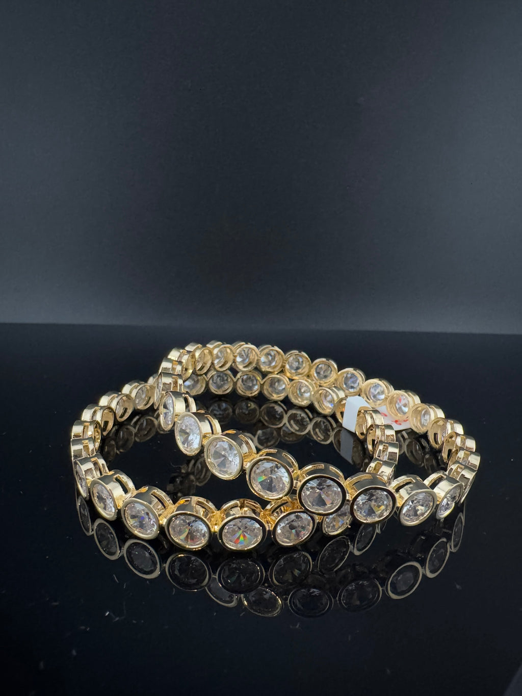 Gold Polki and Cubic Zirconia bangle is Designer inspired bangles set of 2