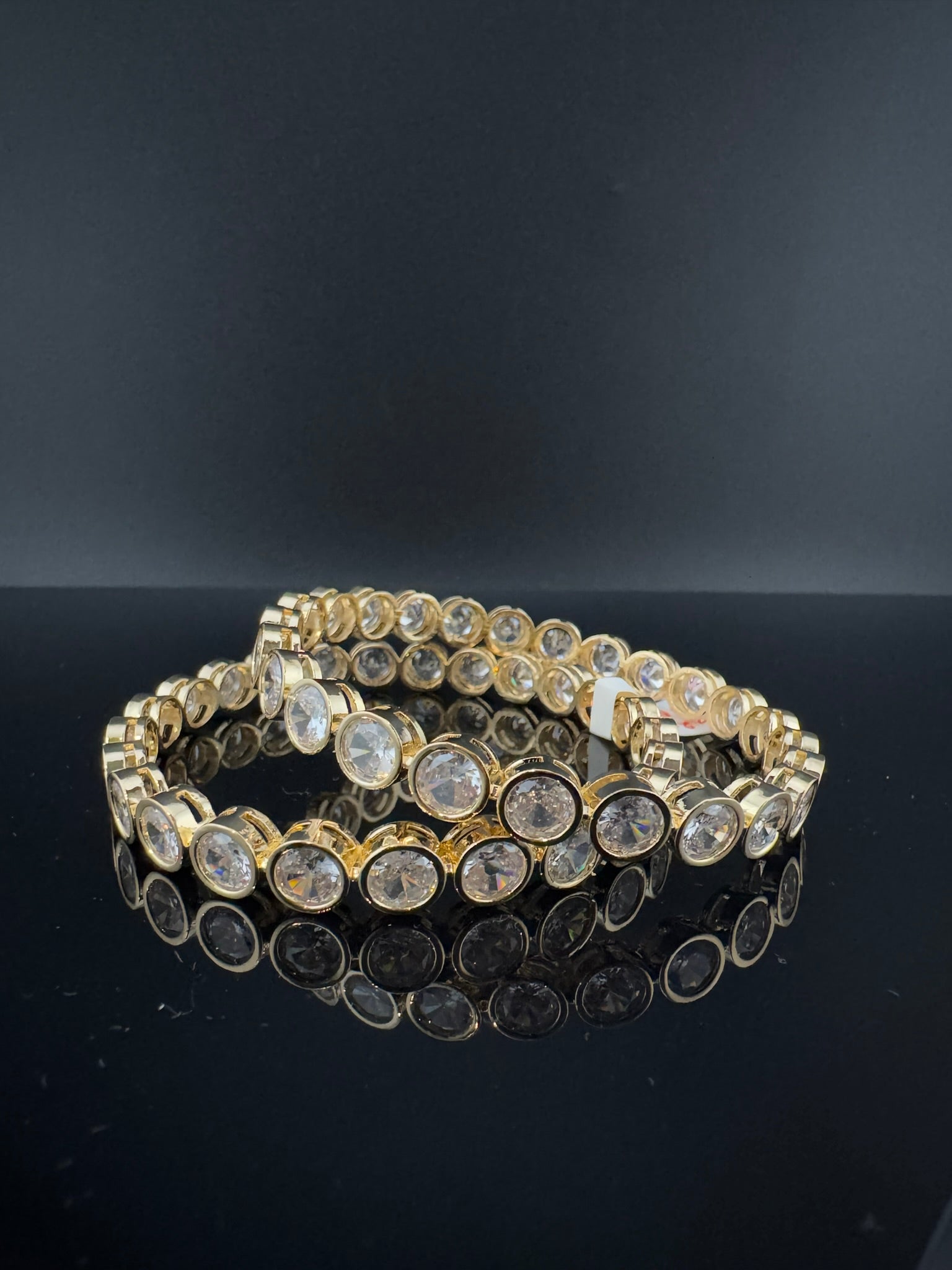 Gold Polki and Cubic Zirconia bangle is Designer inspired bangles set of 2