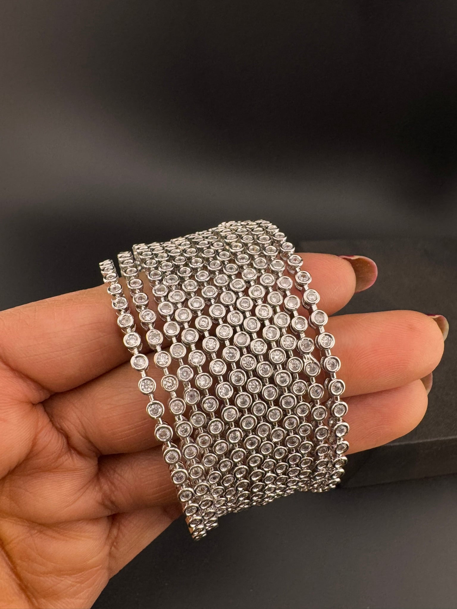 Gold and Silver Cubic Zirconia bangle is Designer inspired bangles set of 12/Indian Kada set