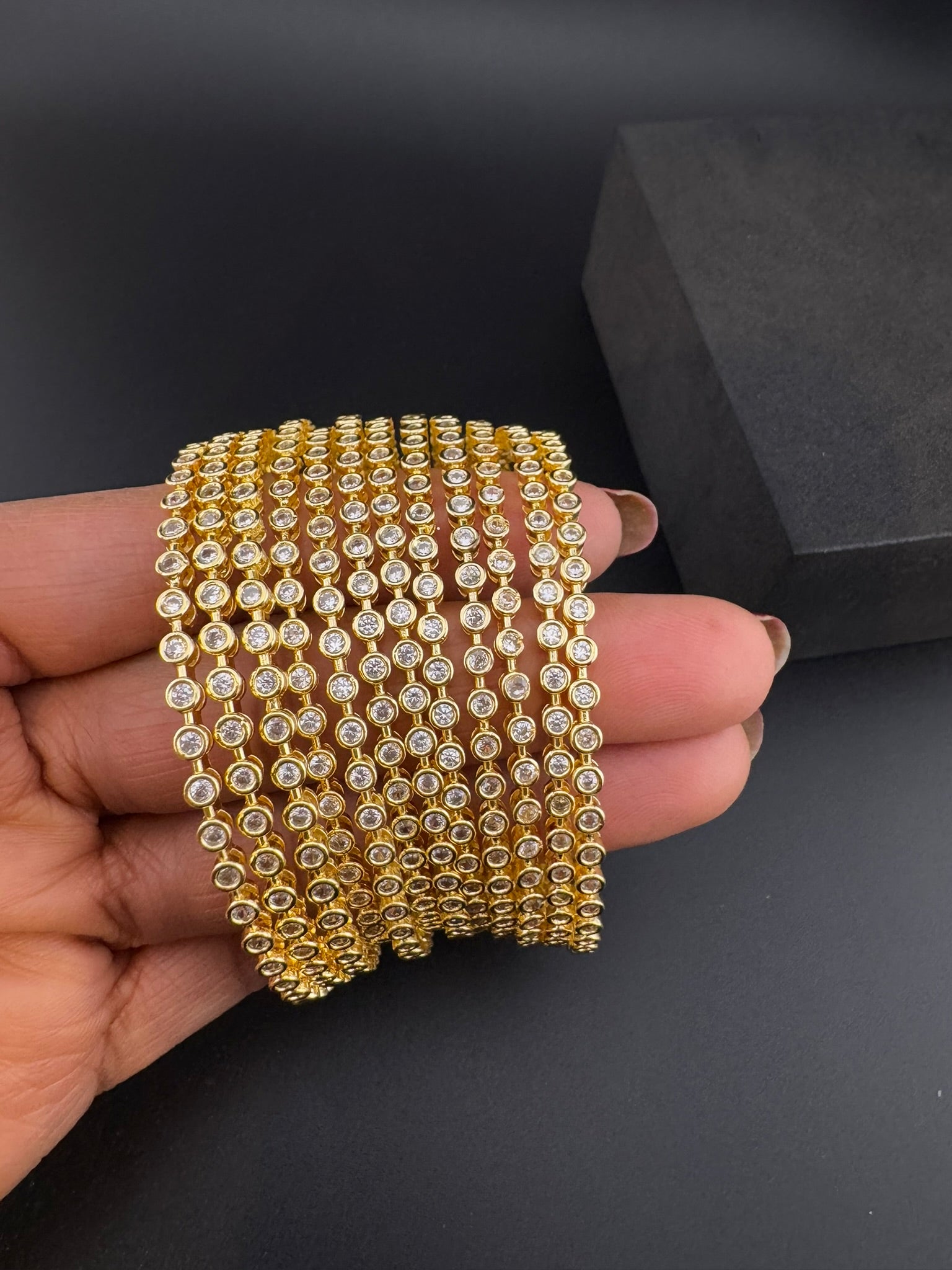 Gold and Silver Cubic Zirconia bangle is Designer inspired bangles set of 12/Indian Kada set