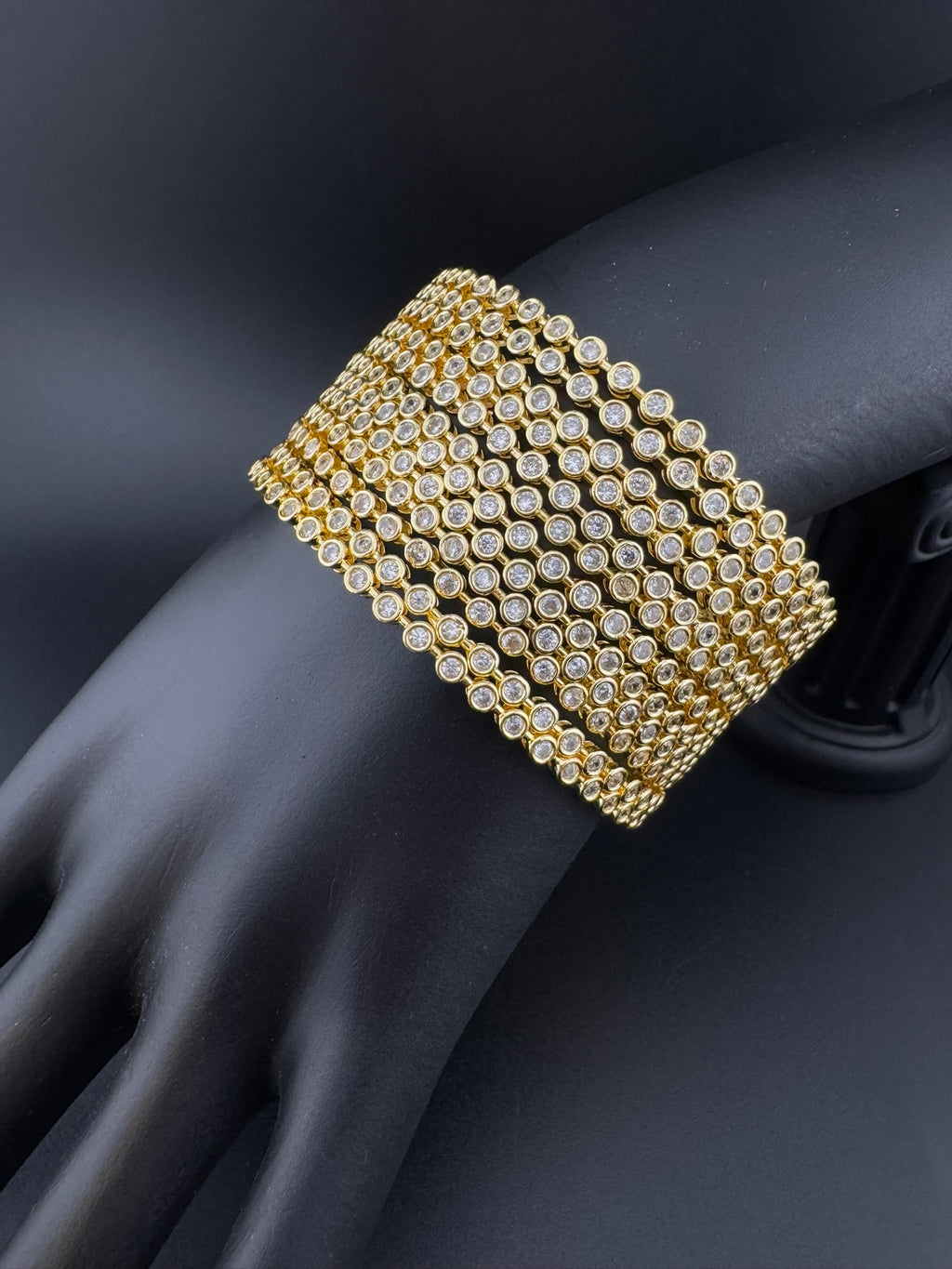 Gold and Silver Cubic Zirconia bangle is Designer inspired bangles set of 12/Indian Kada set