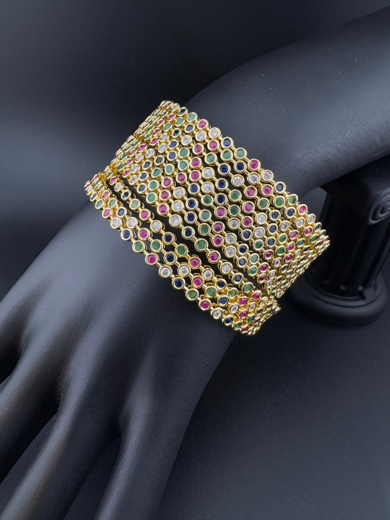 Gold and Silver Cubic Zirconia bangle is Designer inspired bangles set of 12/Indian Kada set