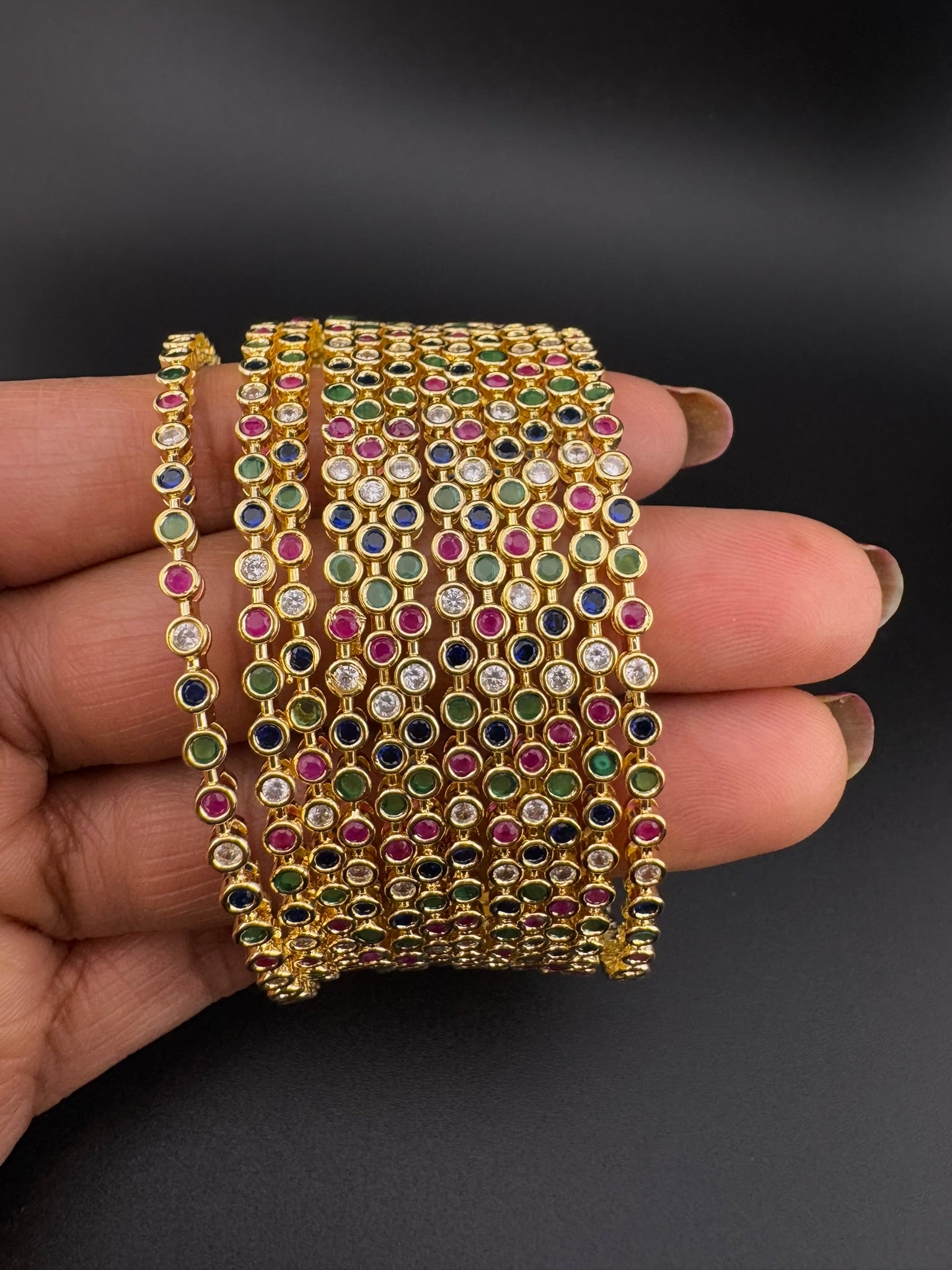 Gold and Silver Cubic Zirconia bangle is Designer inspired bangles set of 12/Indian Kada set