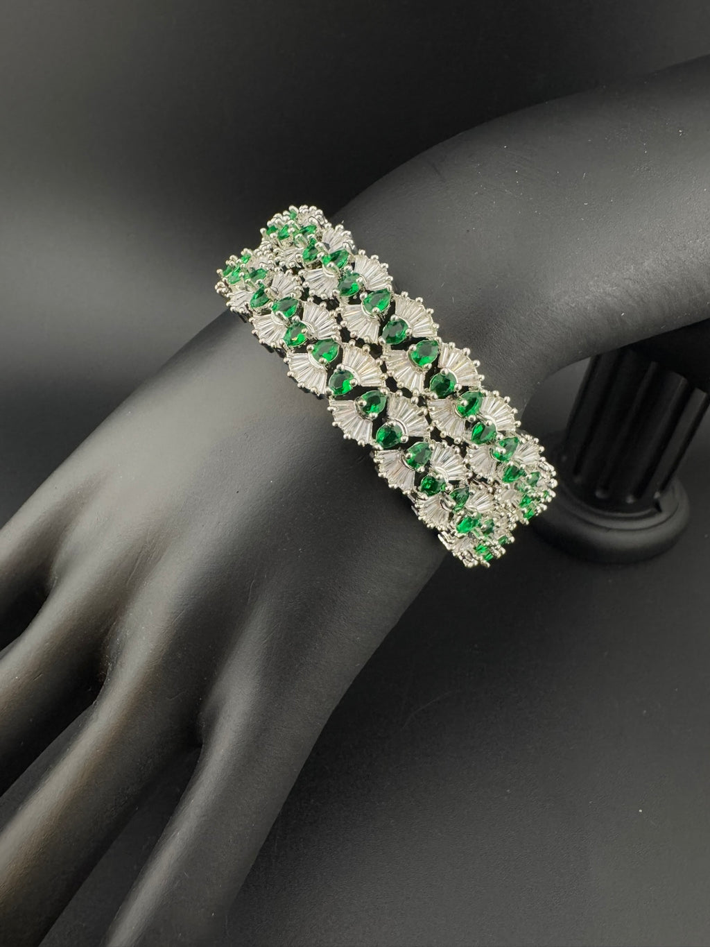 Silver Crystal and Cubic Zirconia bangle is Designer inspired bangles set of 2/Indian Kada set