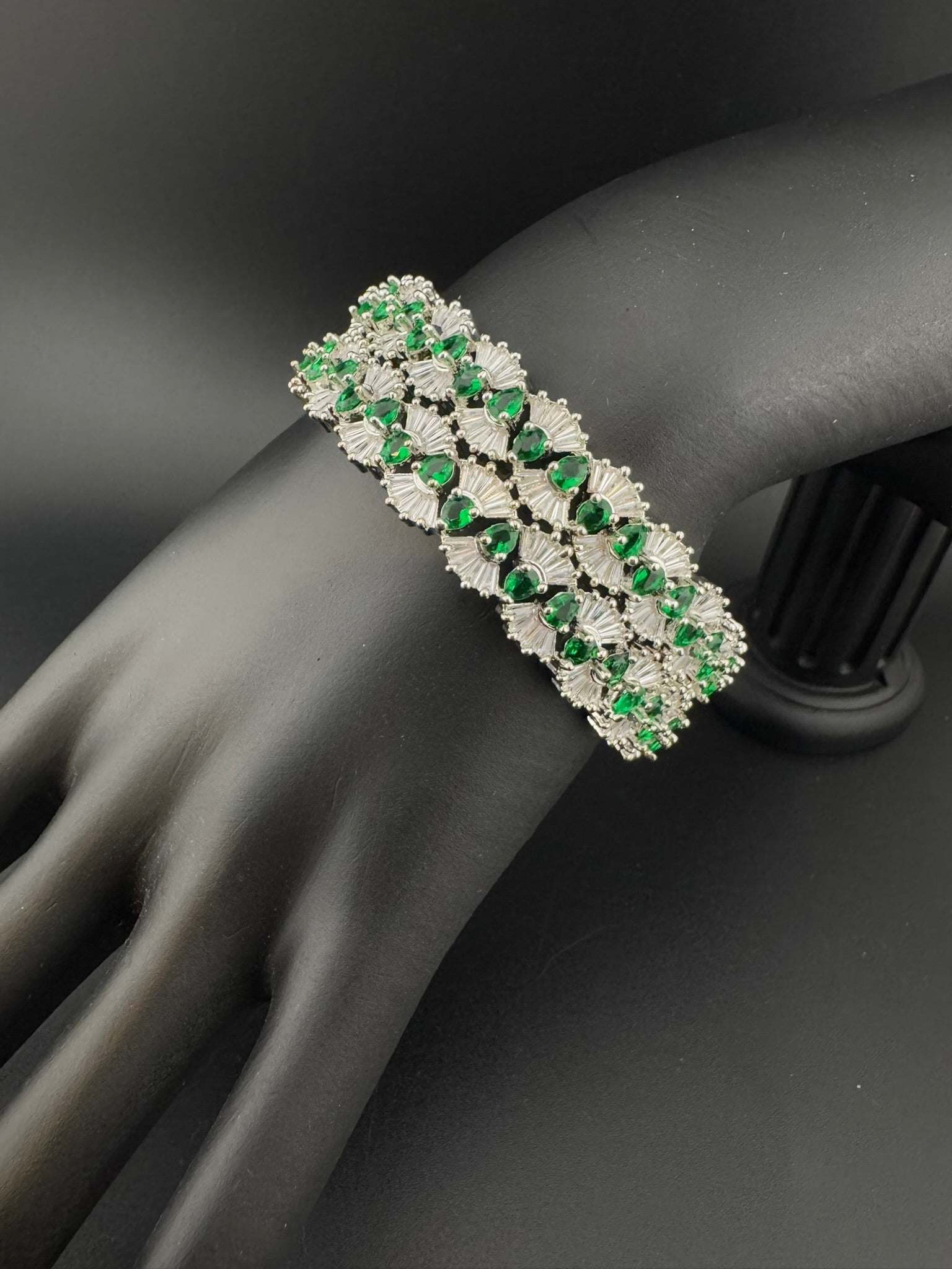 Silver Crystal and Cubic Zirconia bangle is Designer inspired bangles set of 2/Indian Kada set