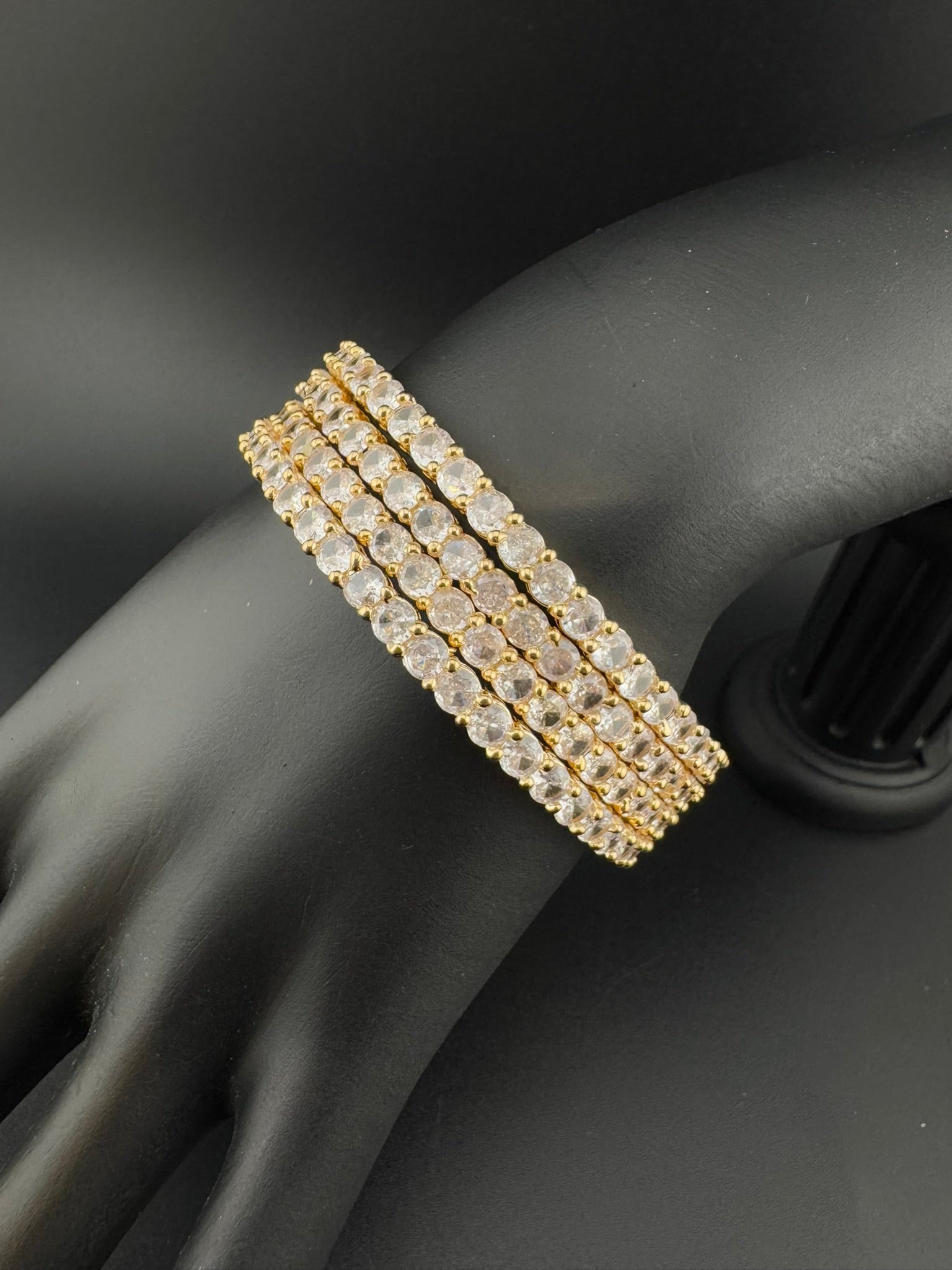 Gold and Silver Cubic Zirconia bangle is Designer inspired bangles set of 4/Indian Kada set